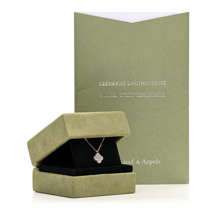 Van Cleef & Arpels 18K Yellow Gold Mother of Pearl Sweet Alhambra Pendant Necklace 6 of 6