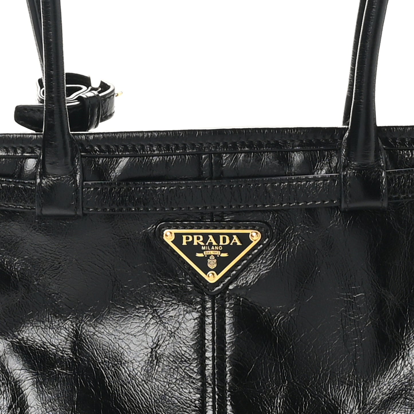Glossy Calfskin Triangle Medium Bonnie Shoulder Bag Black
