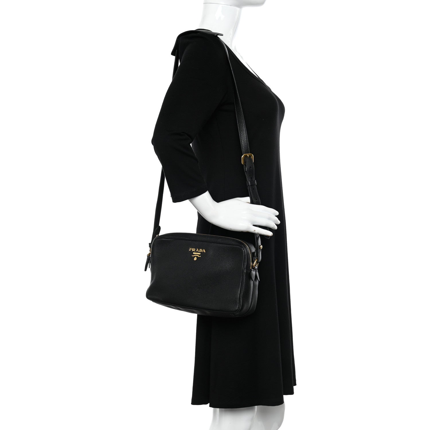 Prada Vitello Phenix Camera Bag Black 3 of 12