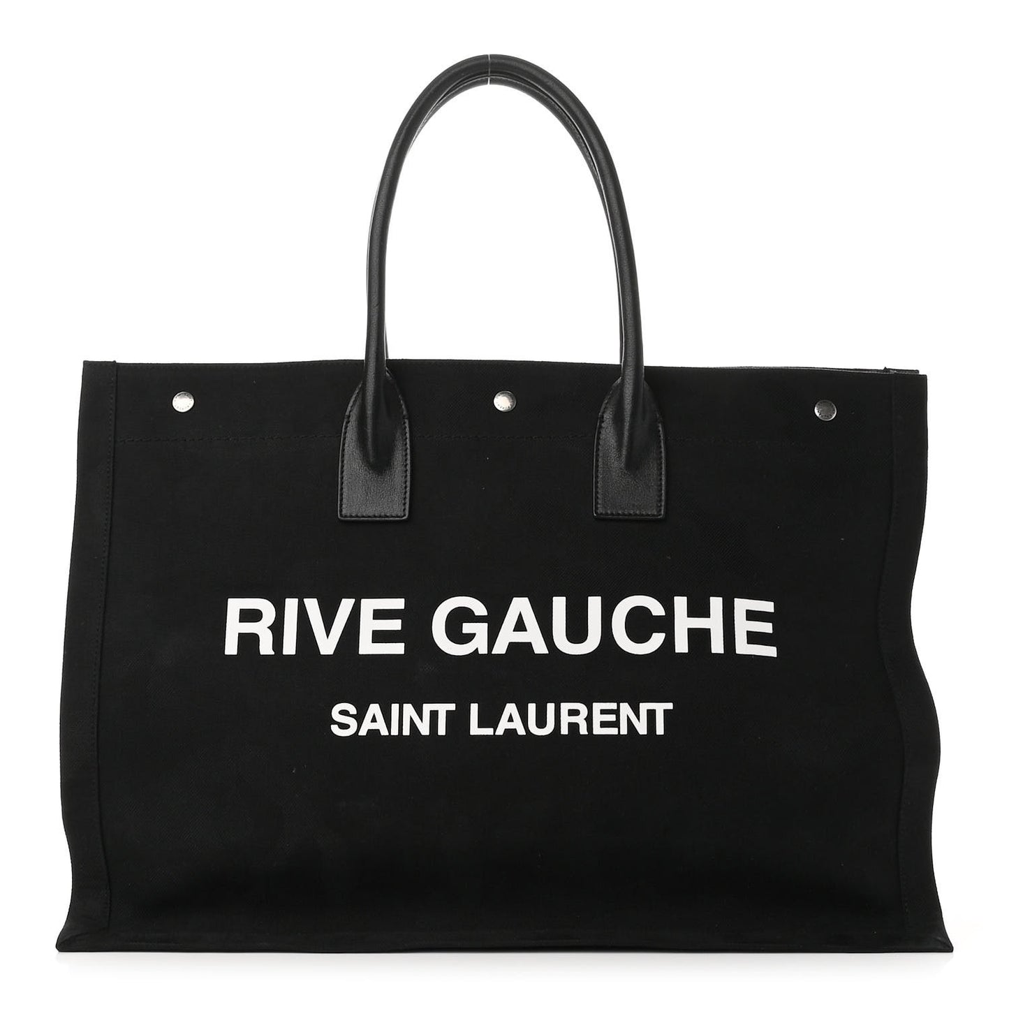 Linen Calfskin Rive Gauche Tote Black