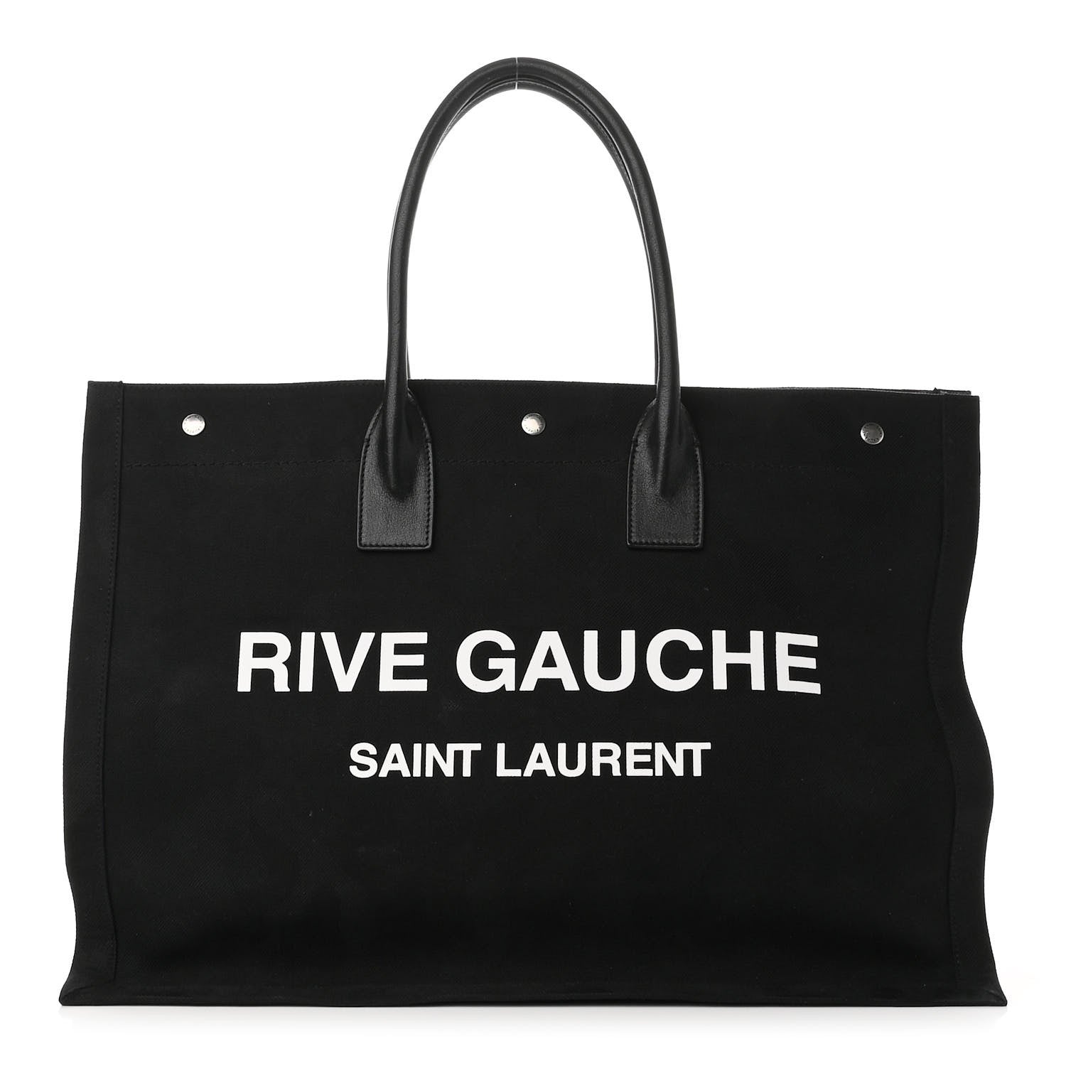 Saint Laurent Linen Calfskin Rive Gauche Tote Black 1 of 8