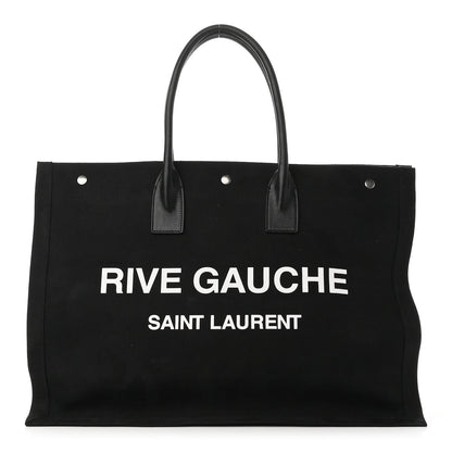 Saint Laurent Linen Calfskin Rive Gauche Tote Black 1 of 8