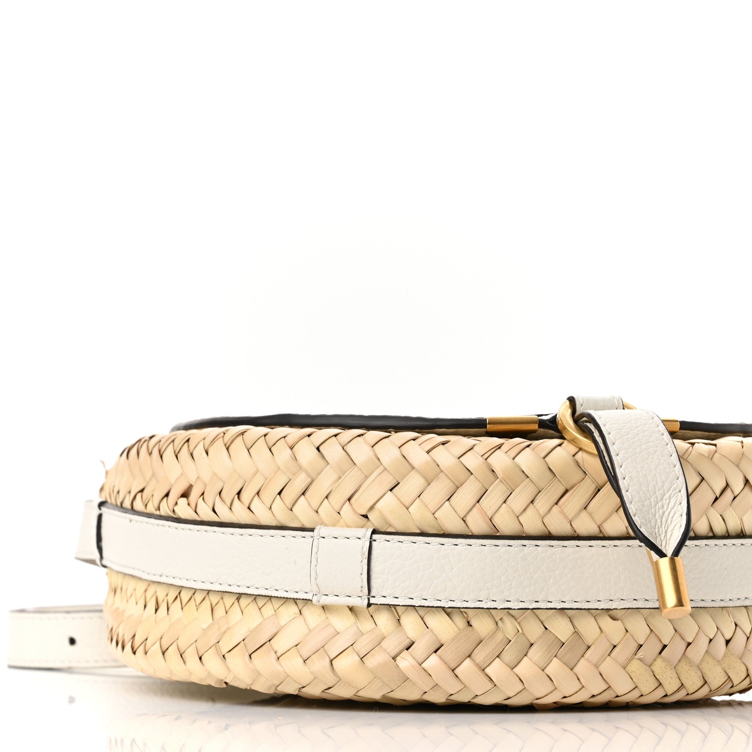 Chloe Raffia Small Grain Calfskin Small Marcie Basket Crossbody White 8 of 9