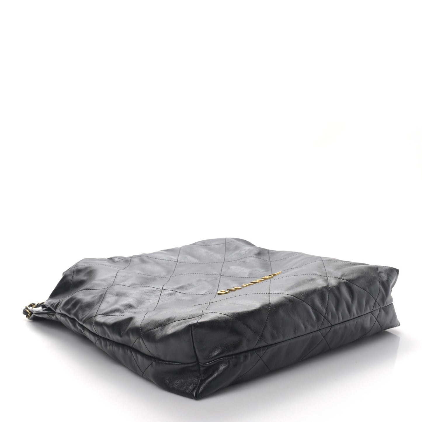 Shiny Calfskin Quilted Large Chanel 22 Black