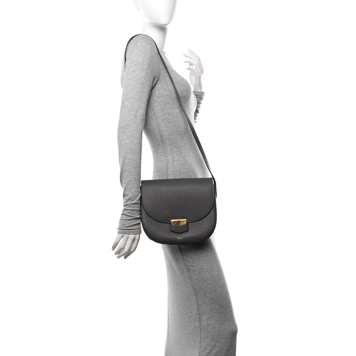 Celine Baby Grained Calfskin Small Trotteur Grey 2 of 12