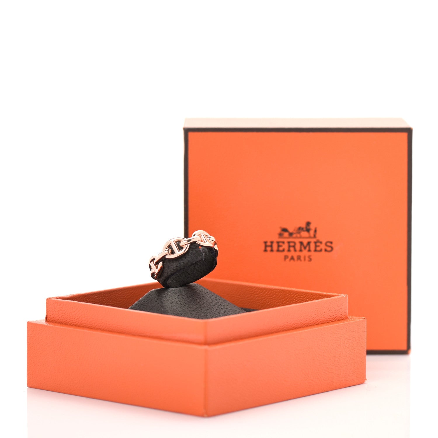 Hermes 18K Rose Gold PM Chaine D'Ancre Enchainee Ring 53 6.5 6 of 7