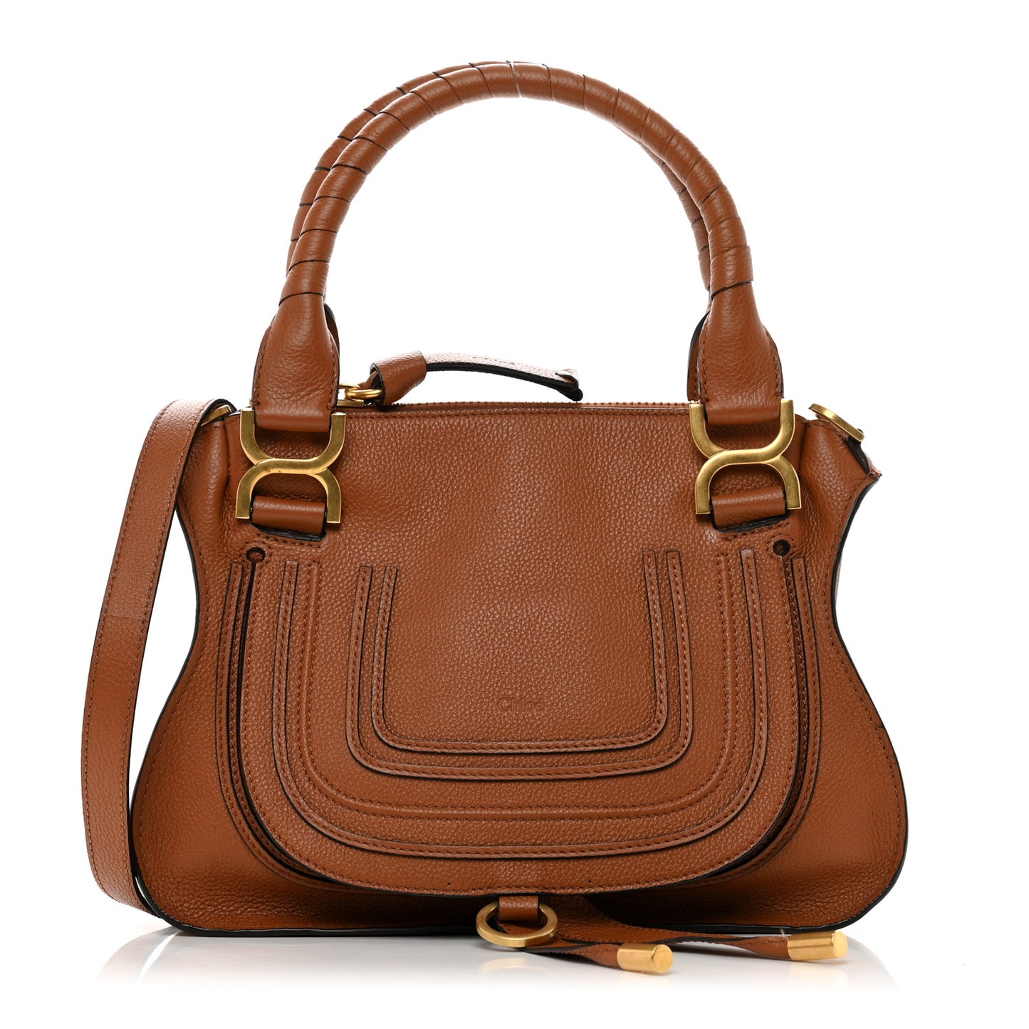 Calfskin Small Marcie Satchel Tan