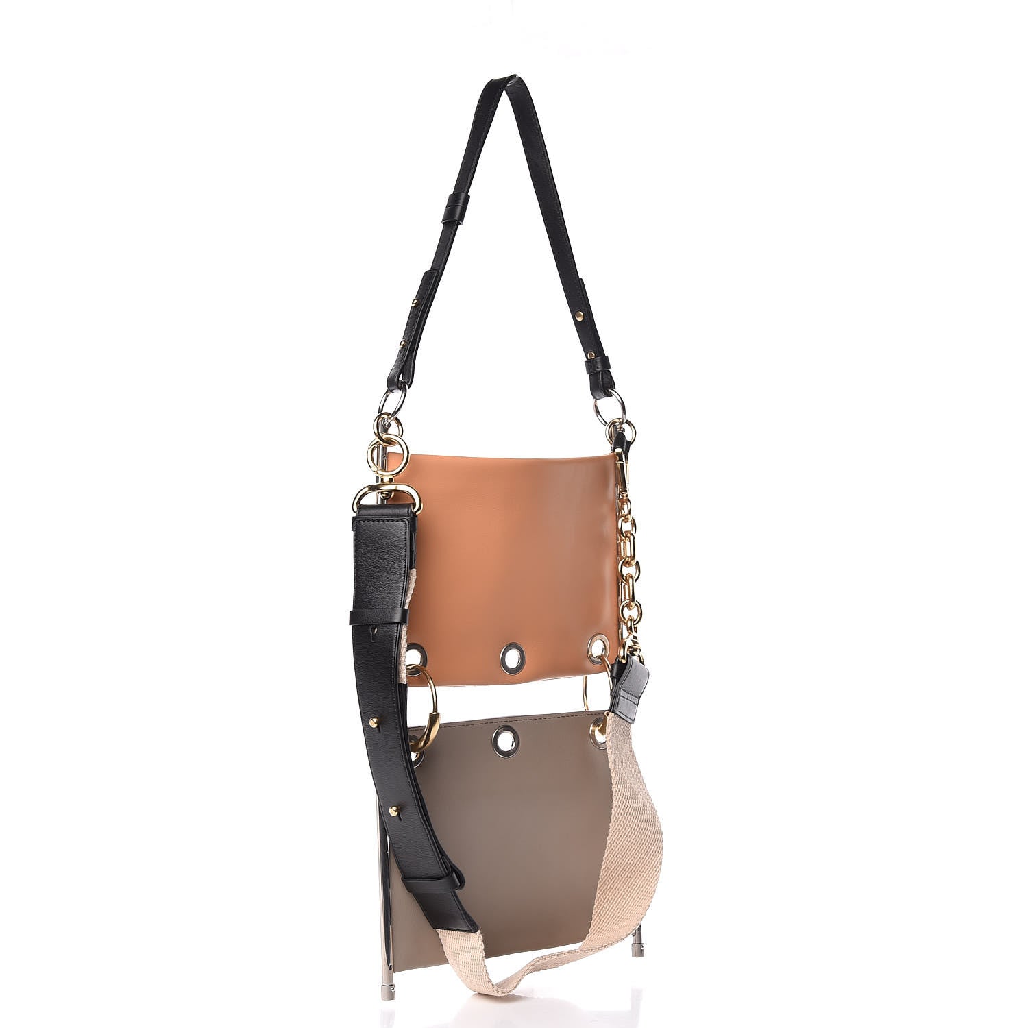 Chloe Smooth Calfskin Suede Roy Double Shoulder Bag Merino Grey Blushy Pink 4 of 10