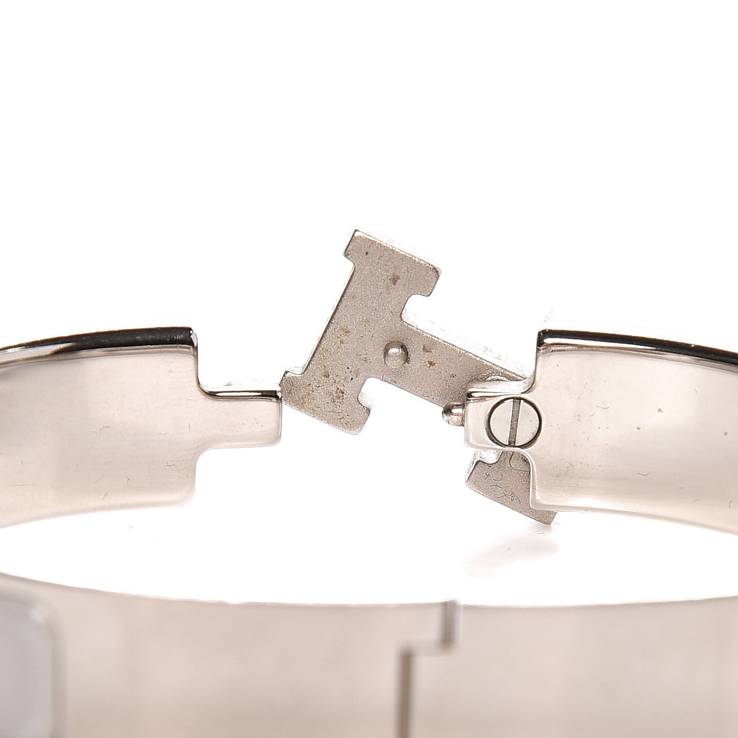 Enamel Narrow Clic Clac H Bracelet PM Blanc Gris Clair