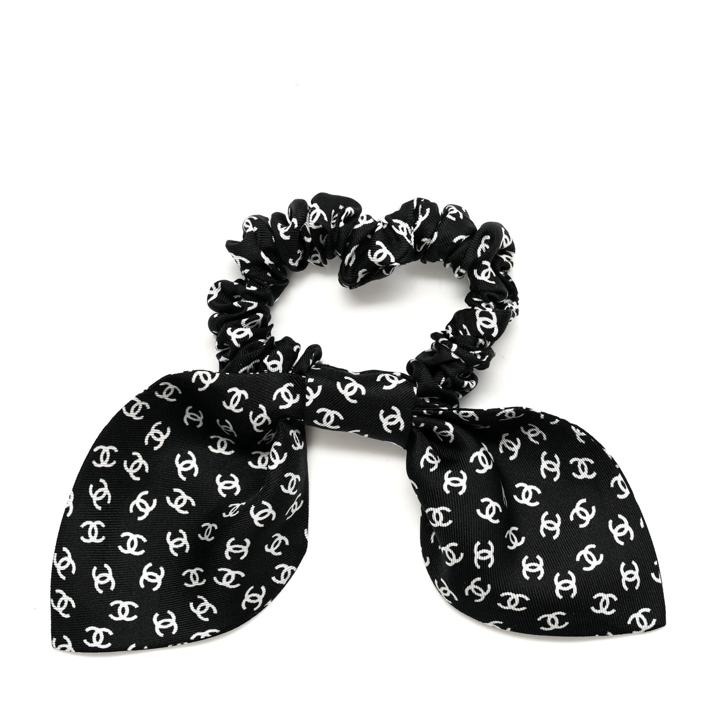 Silk Twill CC Scarf Hair Tie Black White