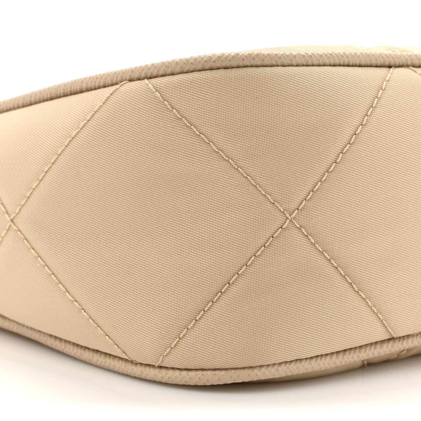 Re-Nylon Saffiano Stitched Mini Re-Edition 1995 Chaine Shoulder Bag Desert Beige