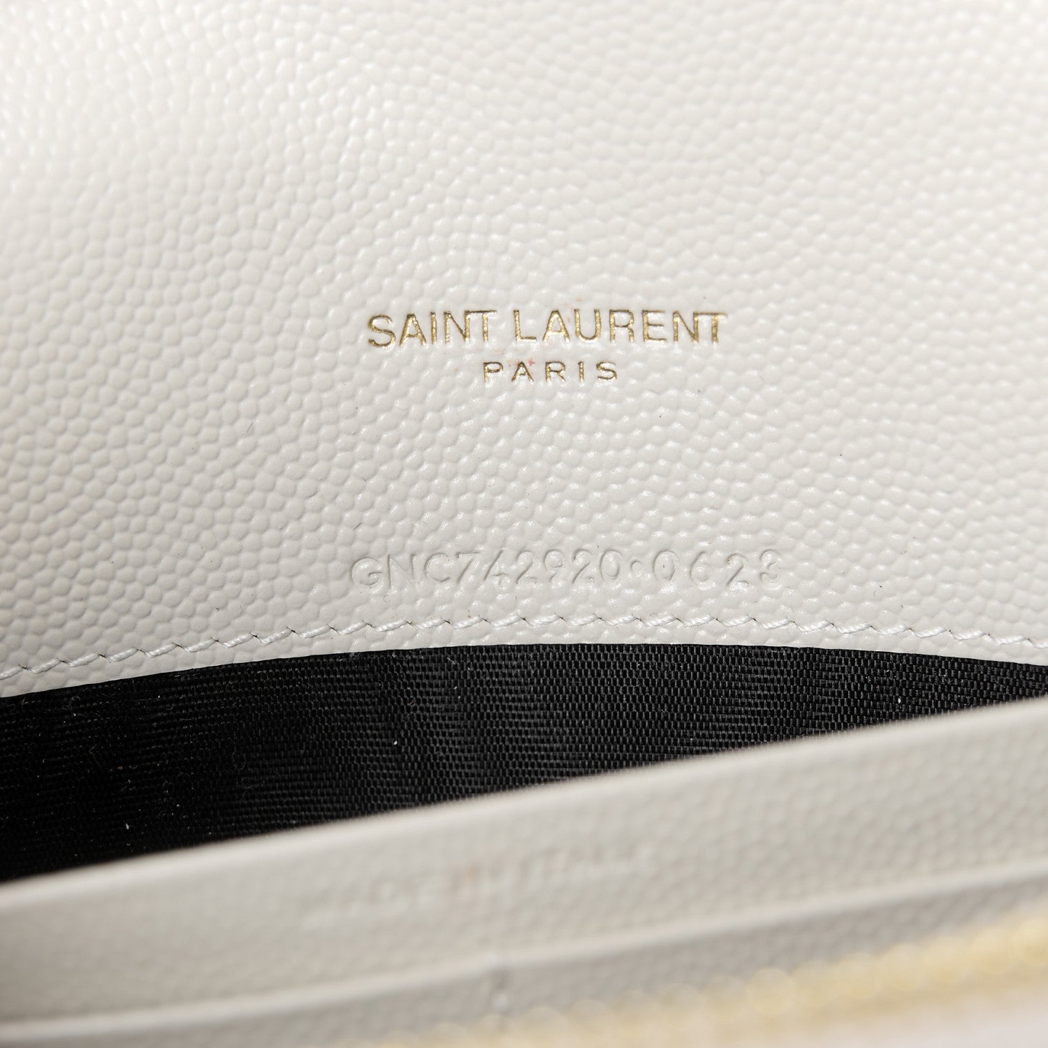 Saint Laurent Grain De Poudre Matelasse Chevron Monogram Envelope Chain Wallet Crema Soft 7 of 11