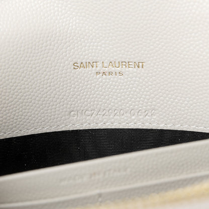 Saint Laurent Grain De Poudre Matelasse Chevron Monogram Envelope Chain Wallet Crema Soft 7 of 11