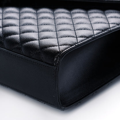 Saint Laurent Calfskin Mixed Matelasse Triquilt Large Monogram Satchel Black 11 of 12