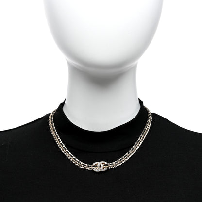 Chanel Metal Lambskin Crystal Chain CC Necklace Black Gold 3 of 5