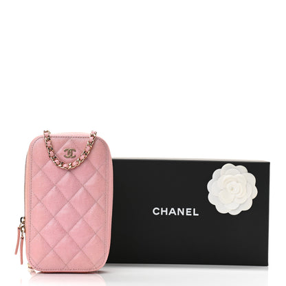 Chanel Iridescent Caviar Quilted Zip Phone Case Pink 10 of 10