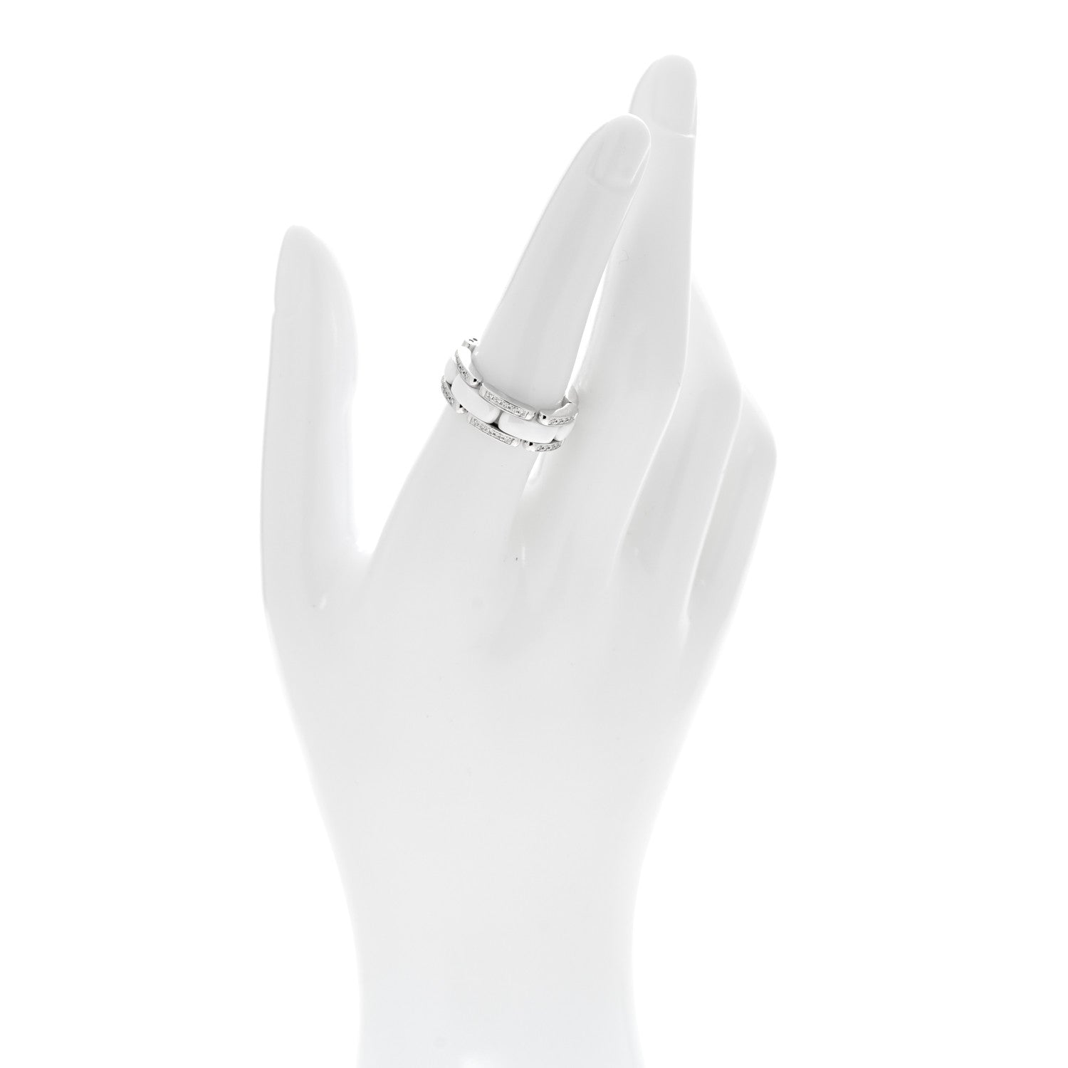 Chanel 18K White Gold Ceramic Diamond Medium Ultra Ring White 50 5.5 2 of 4