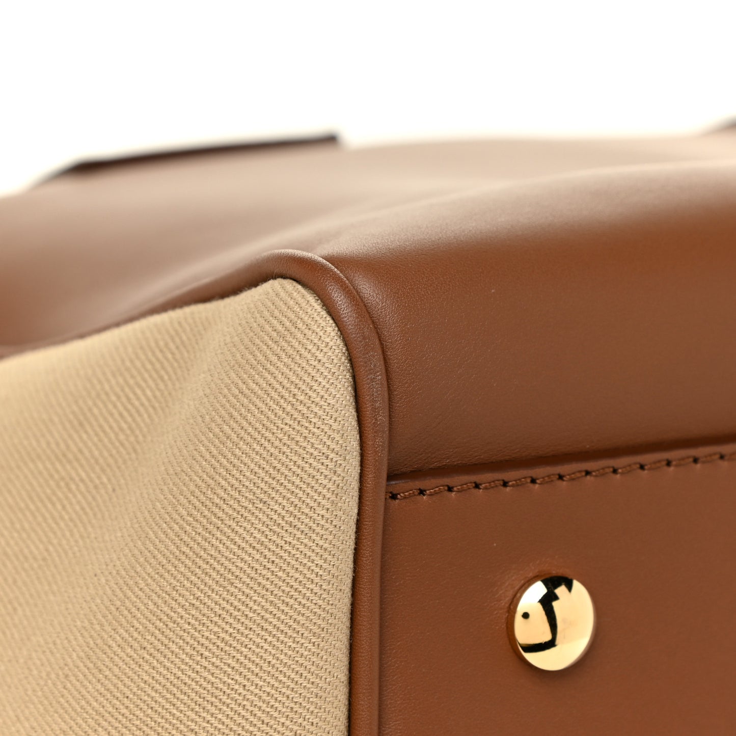 Calfskin Canvas Medium Cube Bowling Bag Malt Brown