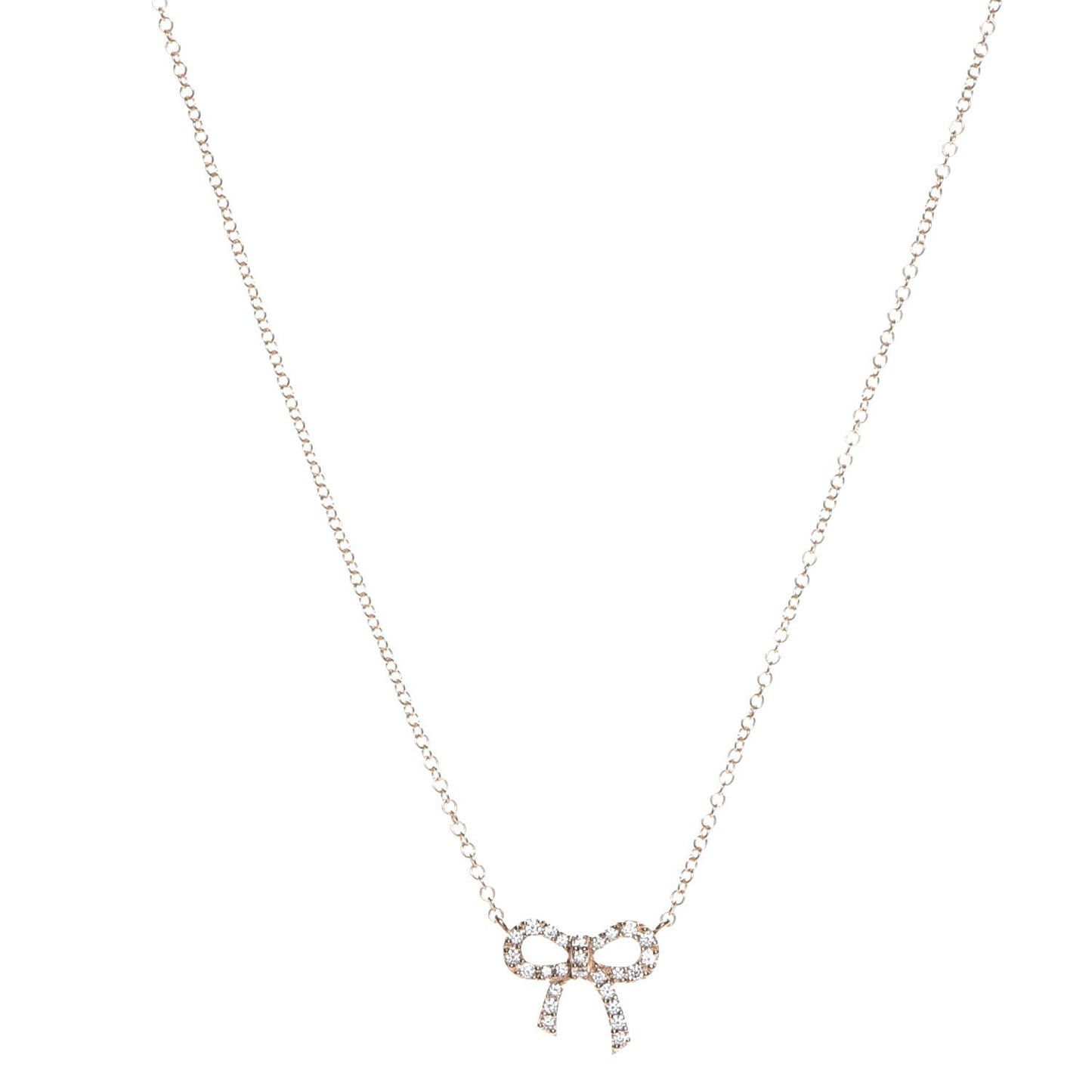 18K Yellow Gold Diamond Bow Pendant Necklace