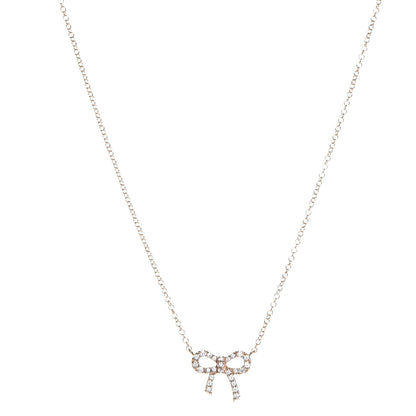 Tiffany 18K Yellow Gold Diamond Bow Pendant Necklace 3 of 8