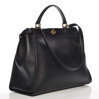 Fendi Vitello Seta Shiny Nappa Large Peekaboo Iconic Satchel Black 4 of 8