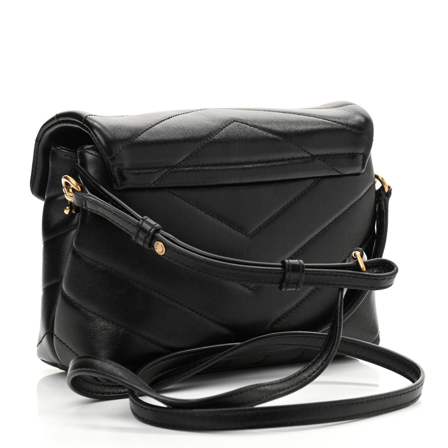 Calfskin Y Quilted Monogram Toy Loulou Crossbody Bag Black