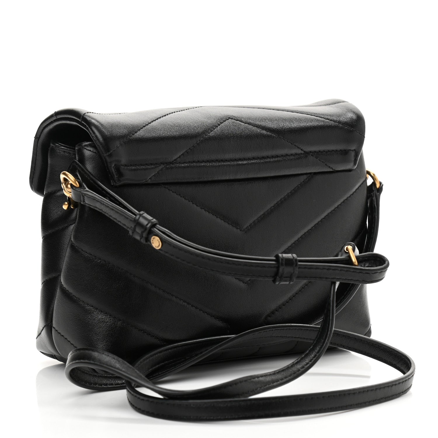 Saint Laurent Calfskin Y Quilted Monogram Toy Loulou Crossbody Bag Black 3 of 10