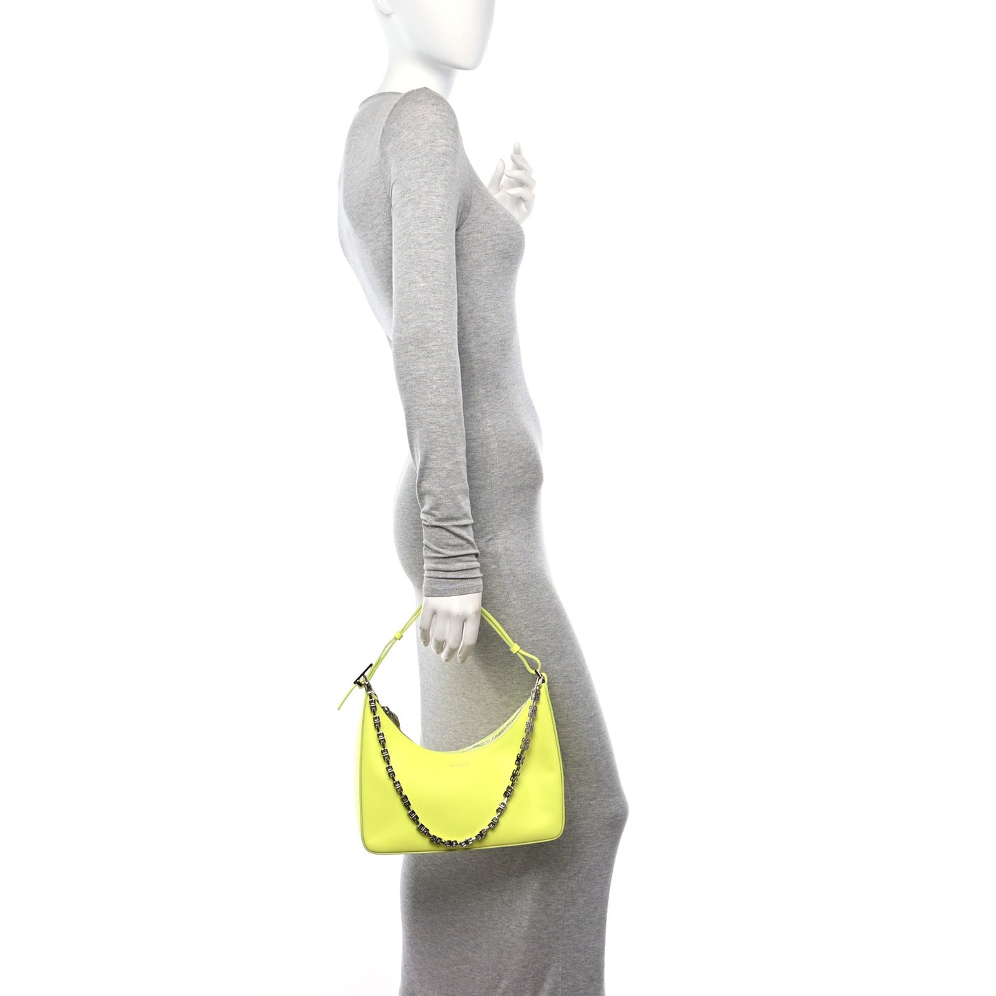 Smooth Calfskin Small Moon Cut Out Shoulder Bag Fluo Yellow
