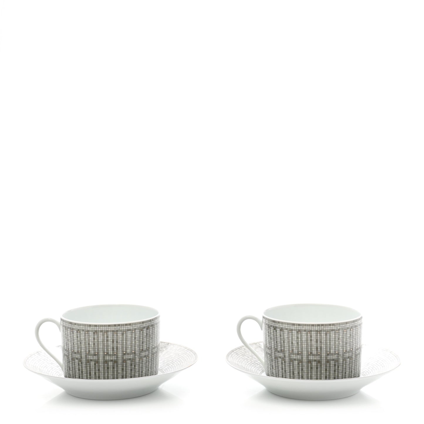 Porcelain Mosaique Au 24 Breakfast Cup And Saucer Set Of 2 Platine