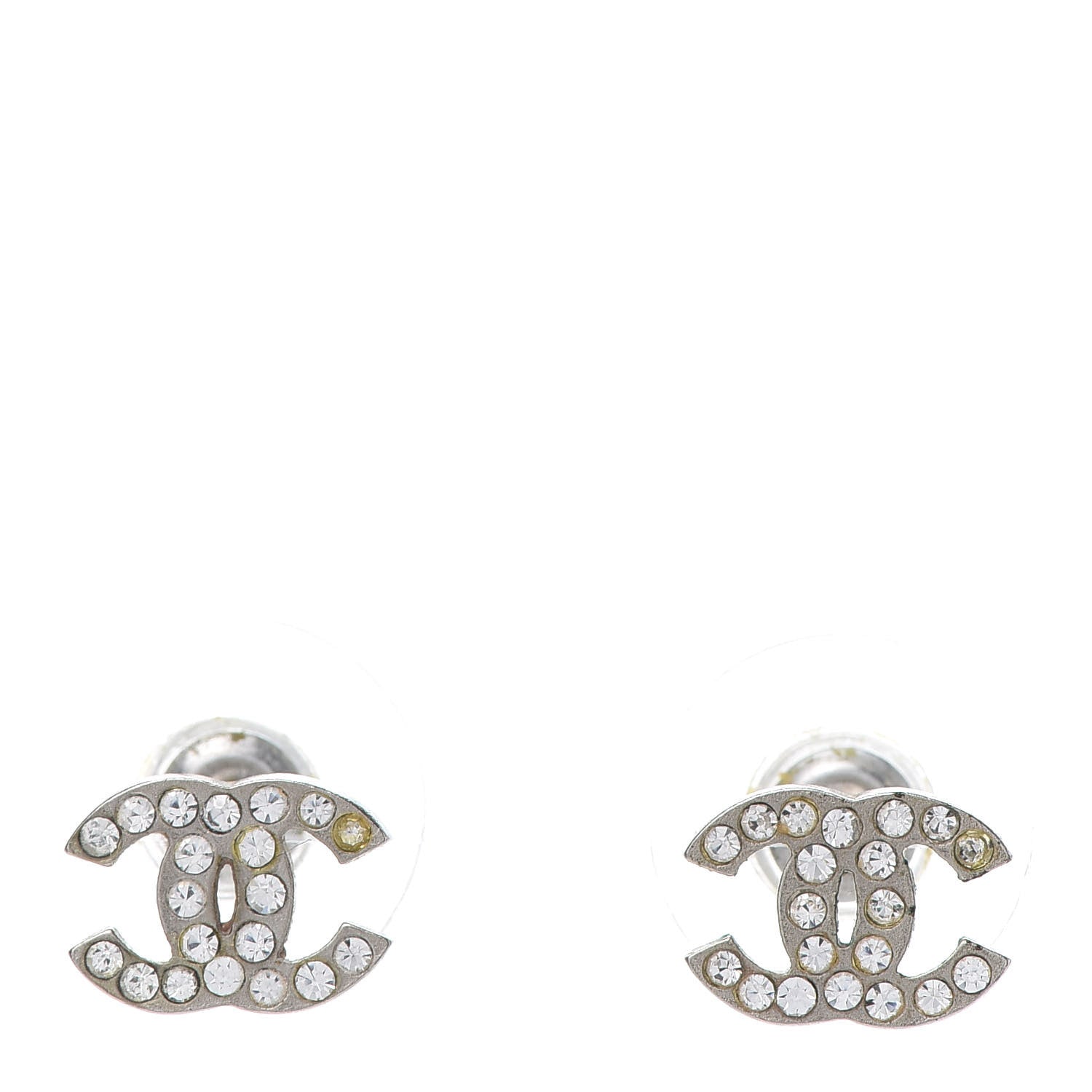 Chanel Crystal Mini Timeless CC Earrings Silver 1 of 5