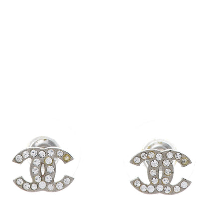 Chanel Crystal Mini Timeless CC Earrings Silver 1 of 5