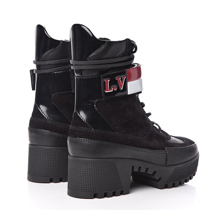 Louis Vuitton Suede Calfskin Laureate Platform Desert Boots 37 Black 4 of 10