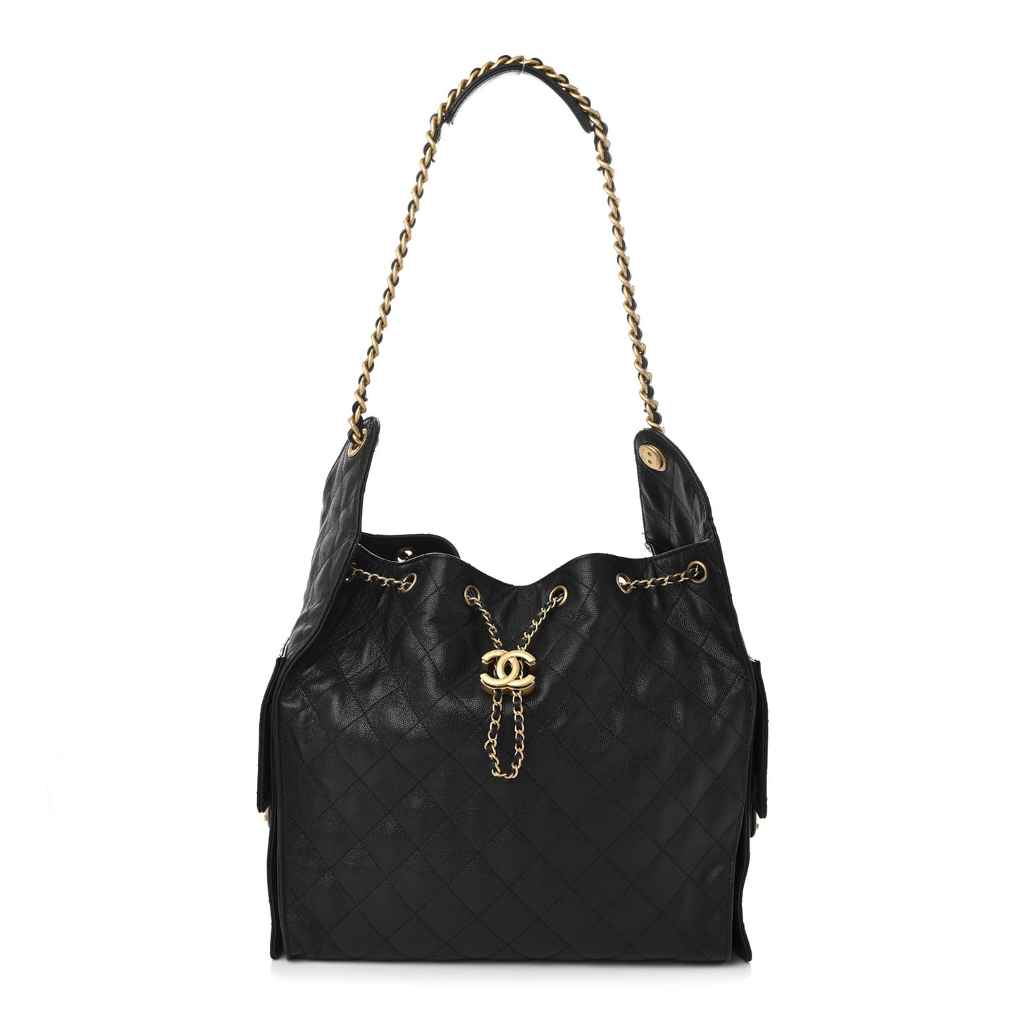 Caviar Quilted Medium Chanel 25 Handbag Black
