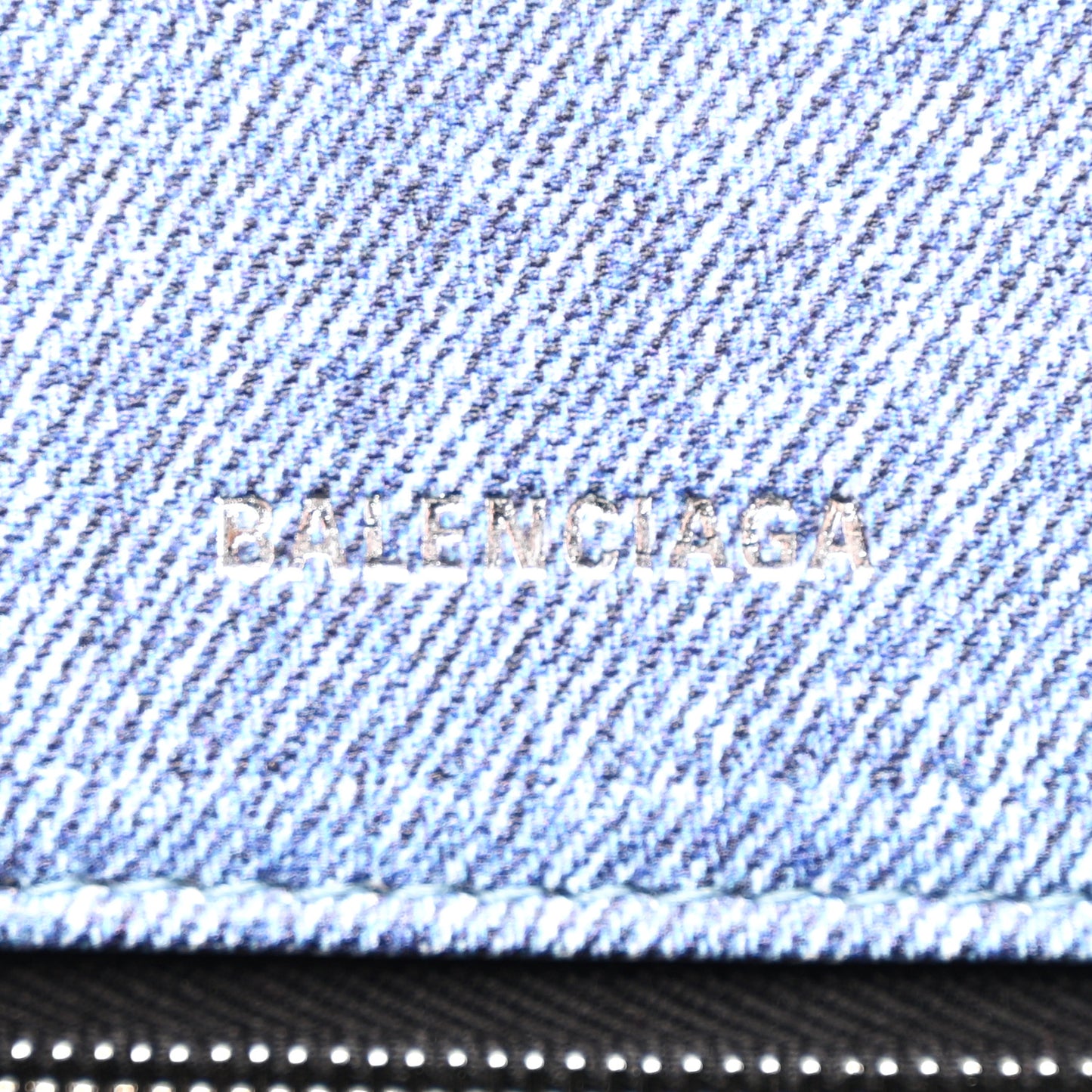 Nappa Denim Printed Small Hourglass Top Handle Bag Denim Blue