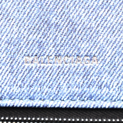 Balenciaga Nappa Denim Printed Small Hourglass Top Handle Bag Denim Blue 6 of 10