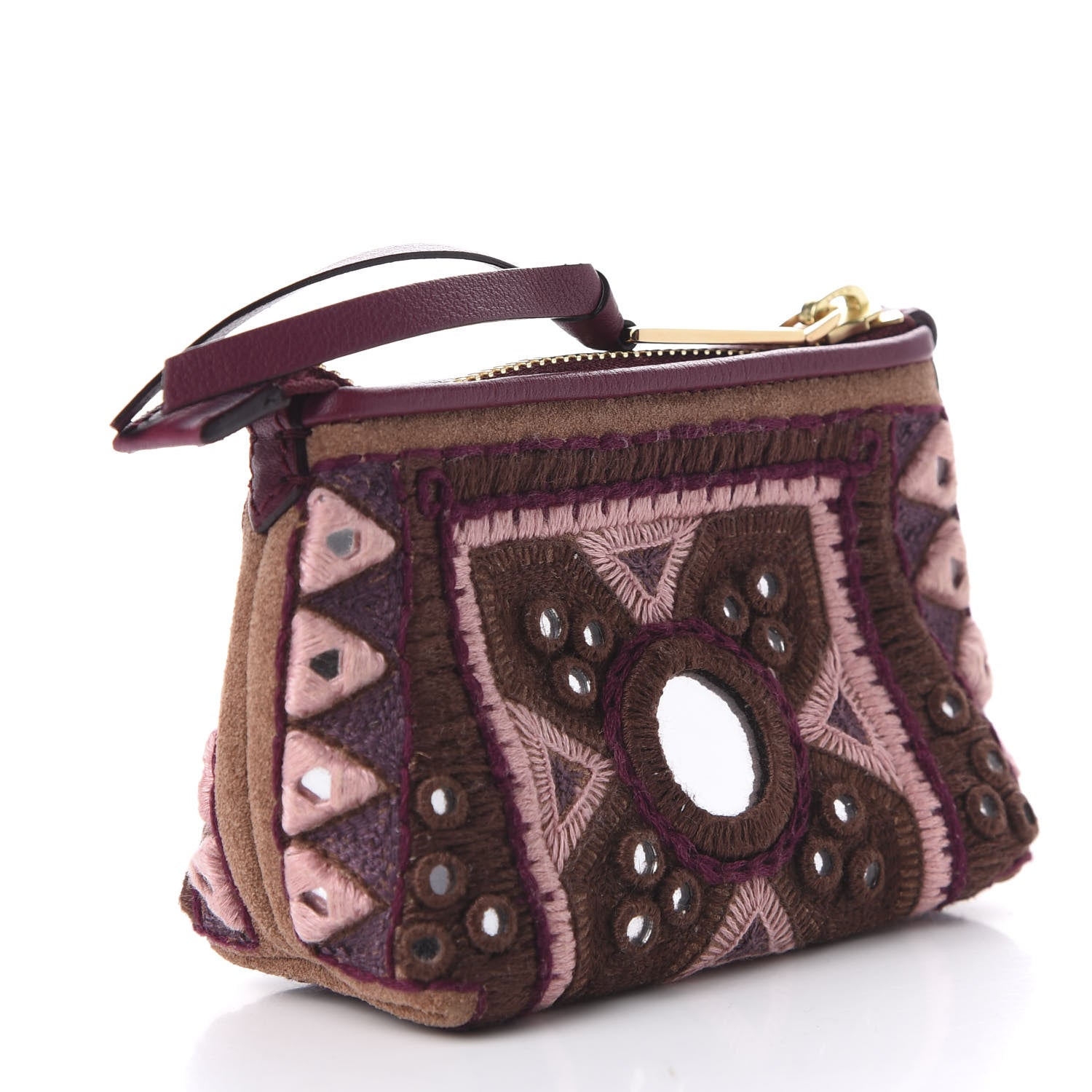 Burberry Suede Mirror Embroidered Key Pouch Multicolor 3 of 7