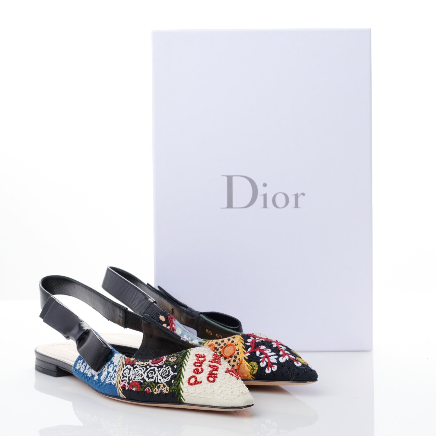 Christian Dior Patch Embroidered Sweet D Sling-Back Flats 38.5 Multicolor 9 of 9