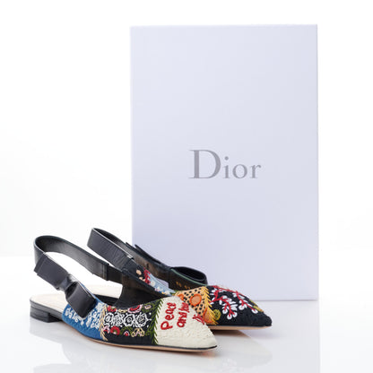 Christian Dior Patch Embroidered Sweet D Sling-Back Flats 38.5 Multicolor 9 of 9