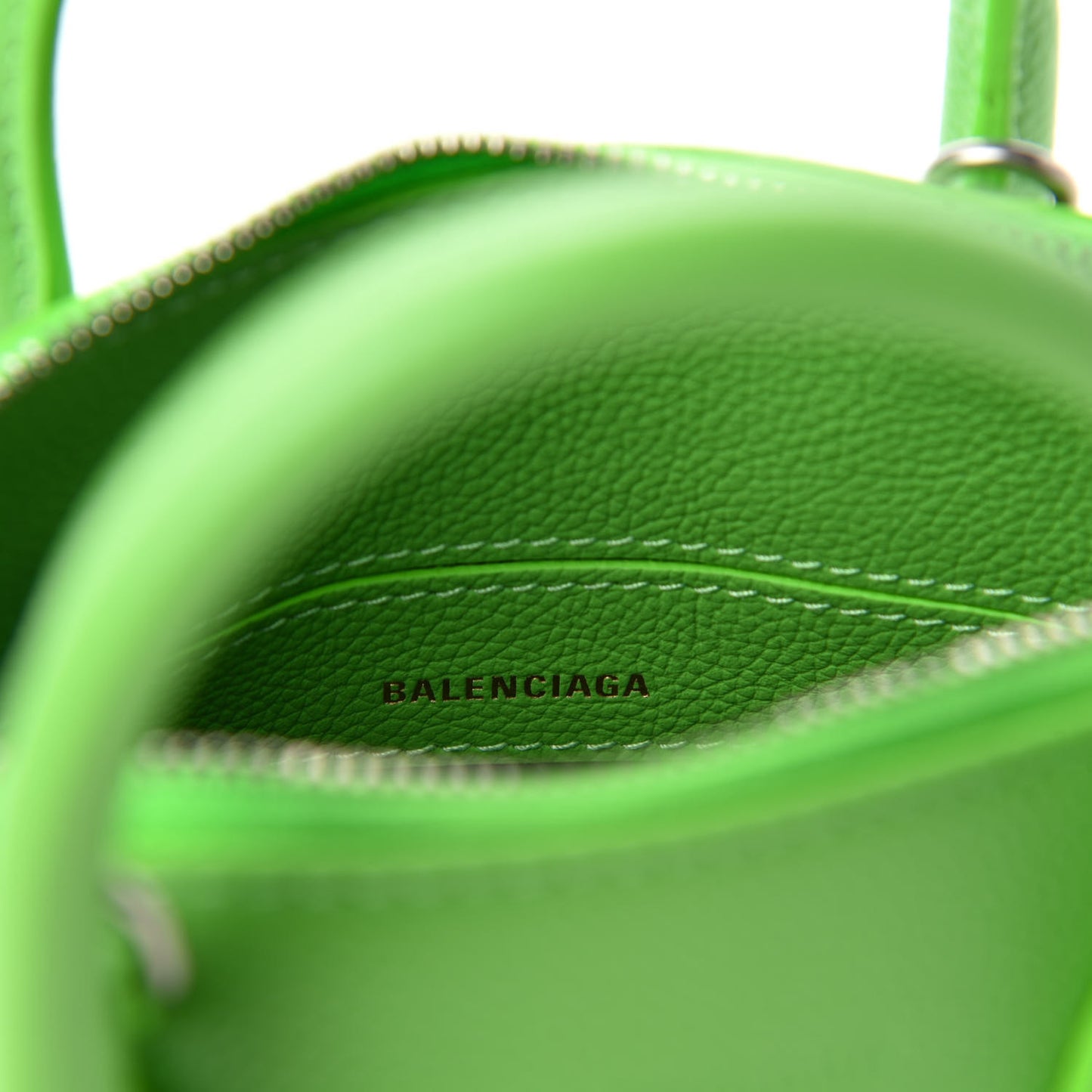 Grained Calfskin XXS Ville Top Handle Bag Light Green Fuchsia