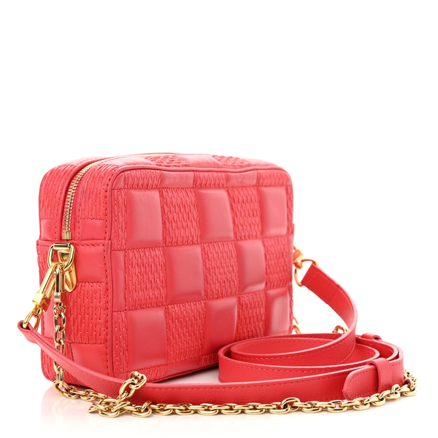 Lambskin Damier Quilt Troca PM Rose