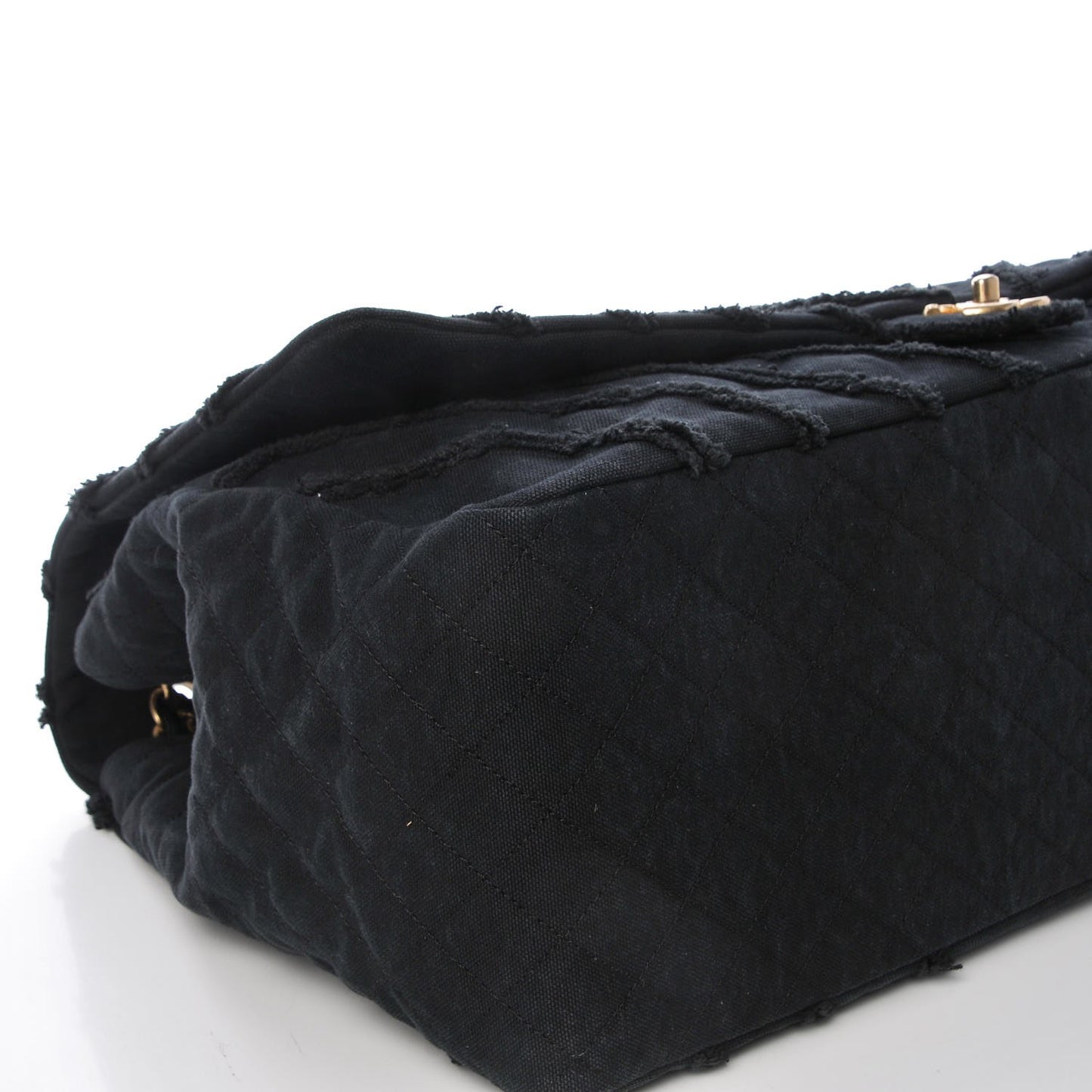 Canvas Chevron Quilted XXL Travel Flap Bag Black