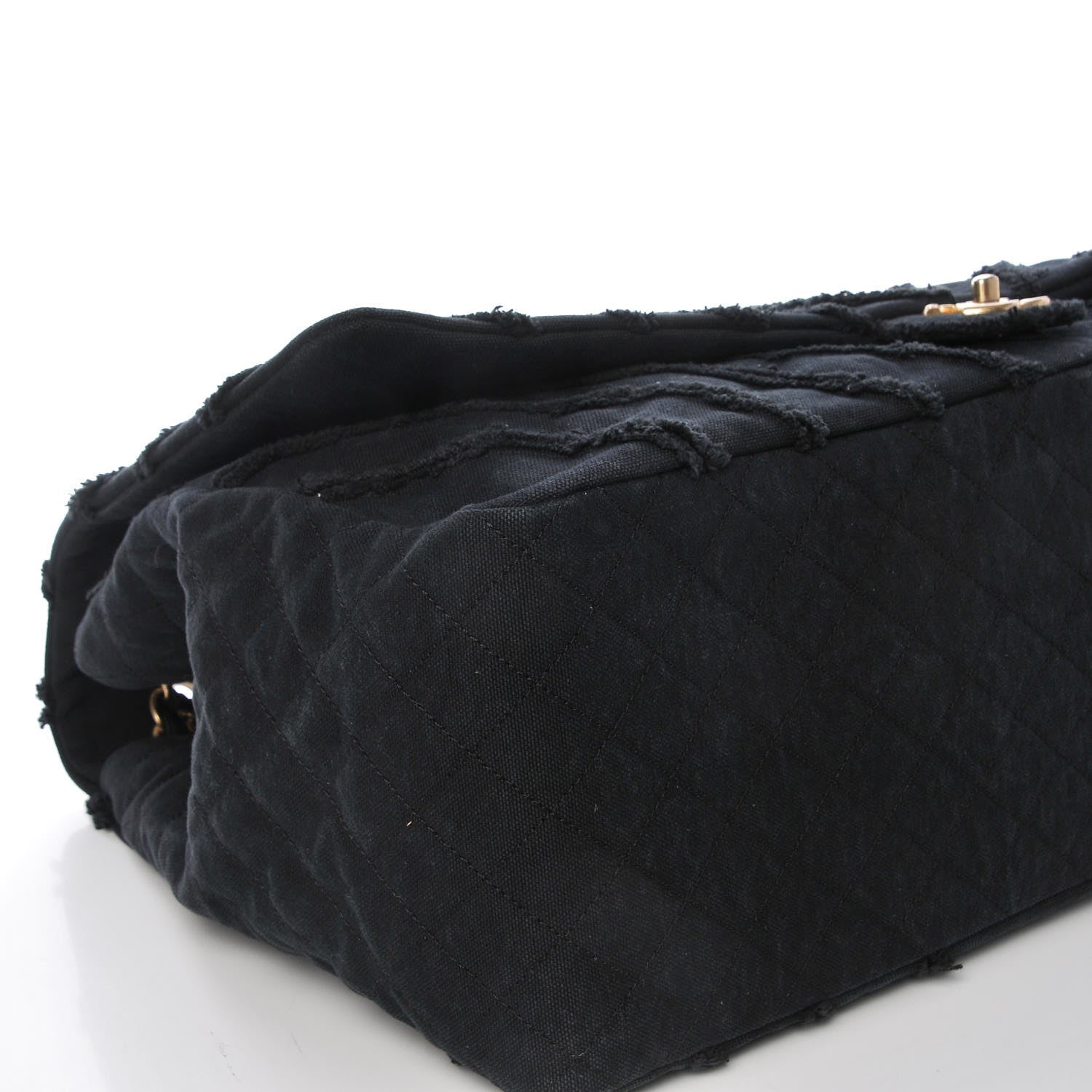 Chanel Canvas Chevron Quilted XXL Travel Flap Bag Black 9 of 10