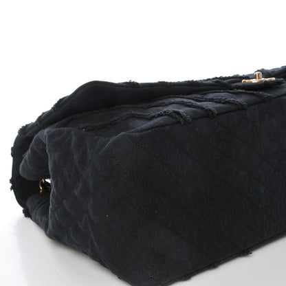 Chanel Canvas Chevron Quilted XXL Travel Flap Bag Black 9 of 10