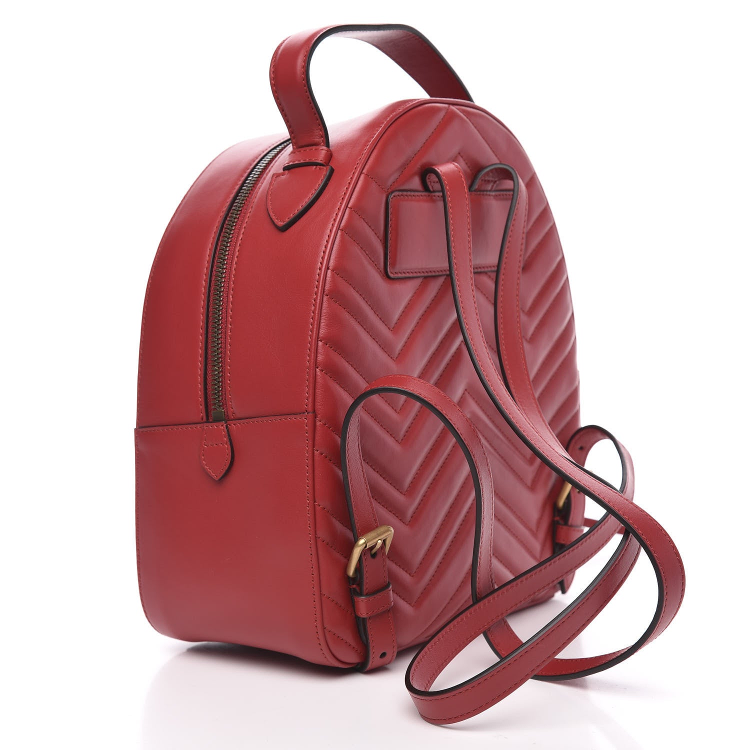 Gucci Calfskin Matelasse GG Marmont Dome Backpack Hibiscus Red 2 of 10