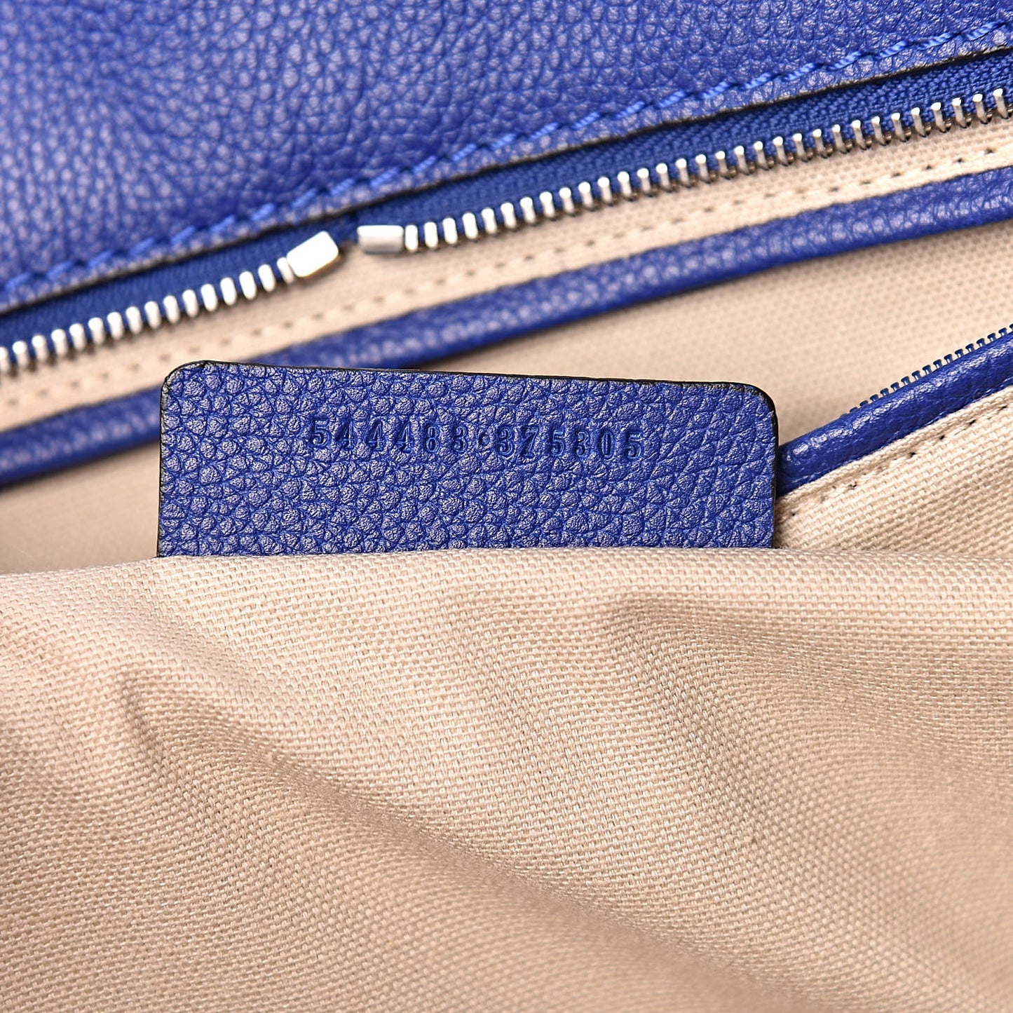Pebbled Calfskin Large Skull Padlock Zip Around Tote Ultramarine