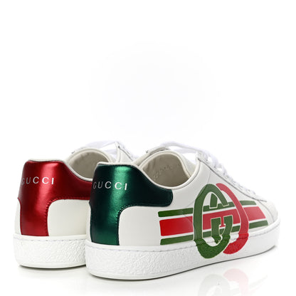Gucci Calfskin Interlocking G Womens New Ace Sneakers 36.5 White Red Flame Green 3 of 4
