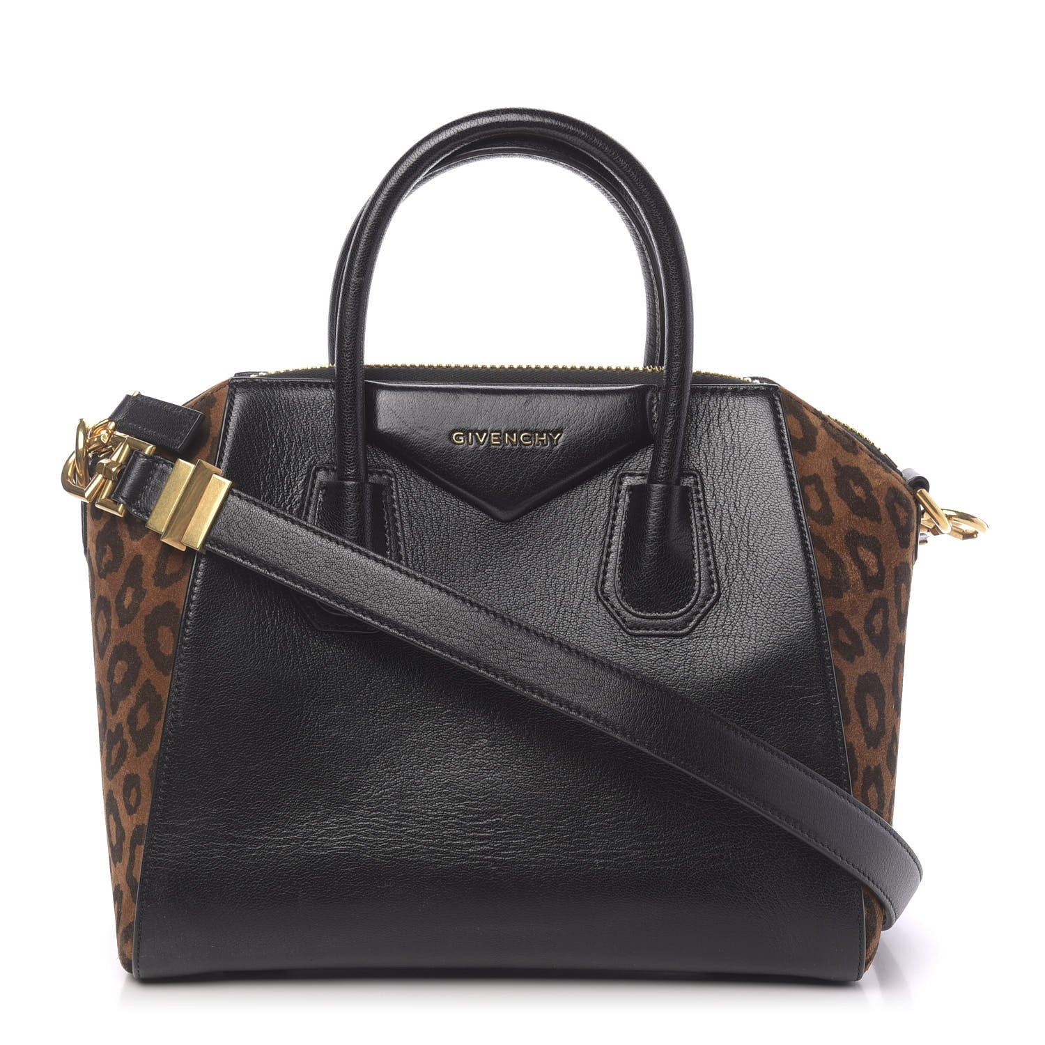 Givenchy Suede Goatskin Leopard Small Antigona Black Chestnut 1 of 11