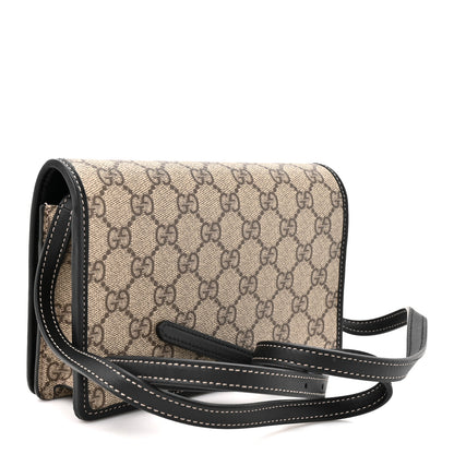 Gucci GG Emblem Monogram Wallet With Strap Beige Ebony Black 2 of 9