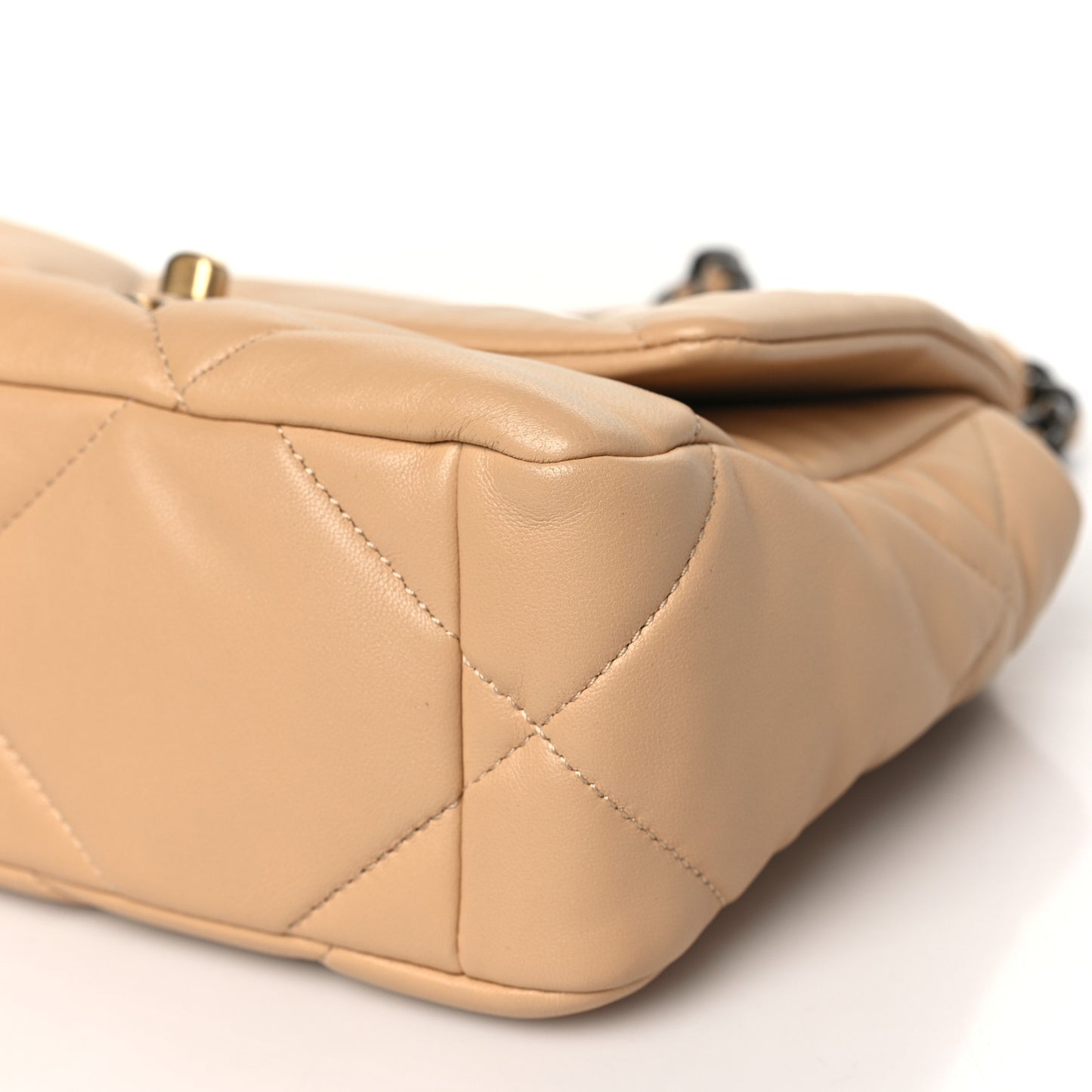 Lambskin Quilted Medium Chanel 19 Flap Beige