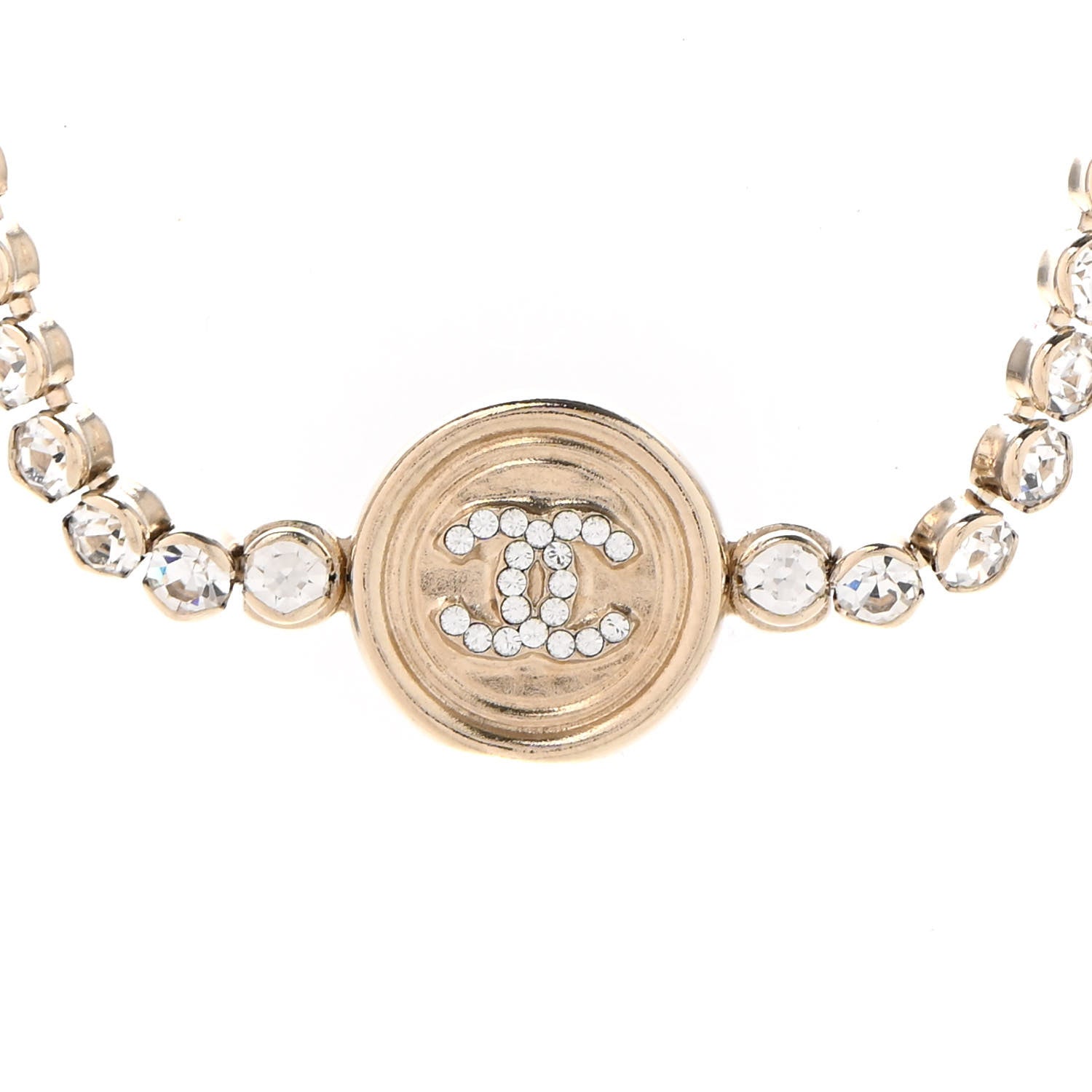 Chanel Crystal CC Chain Short Necklace Gold 4 of 7